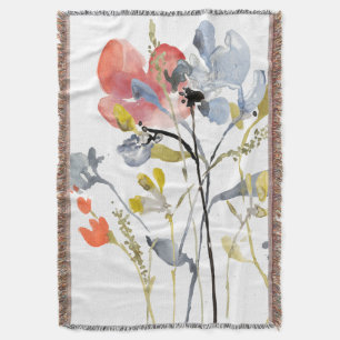 フラワーオーバーレイ – 水彩パステル花 スローブランケット