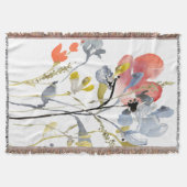フラワーオーバーレイ – 水彩パステル花 スローブランケット (正面)