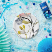 フラワーオーバーレイ – 水彩パステル花 ペーパープレート (パーティー)