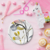 フラワーオーバーレイ – 水彩パステル花 ペーパープレート (パーティー)