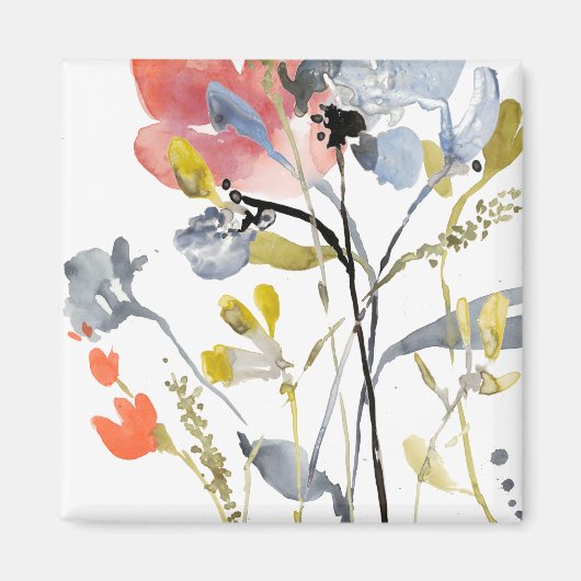 フラワーオーバーレイ – 水彩パステル花 マグネット (正面)