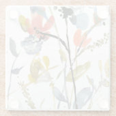 フラワーオーバーレイ – 水彩花と茎 ガラスコースター (裏面)