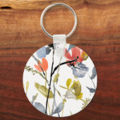 フラワーオーバーレイ – 水彩花と茎 キーホルダー (正面)