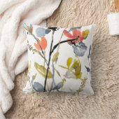 フラワーオーバーレイ – 水彩花と茎 クッション (ブランケット)