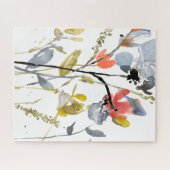 フラワーオーバーレイ – 水彩花と茎 ジグソーパズル (横)