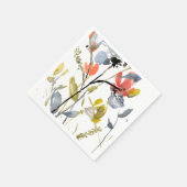 フラワーオーバーレイ – 水彩花と茎 スタンダードカクテルナプキン (角)