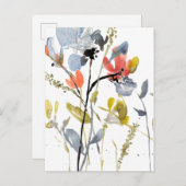 フラワーオーバーレイ – 水彩花と茎 ポストカード (正面/裏面)