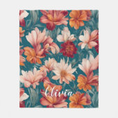 フラワーオールオーバーネームフリースブランケット フリースブランケット (正面)