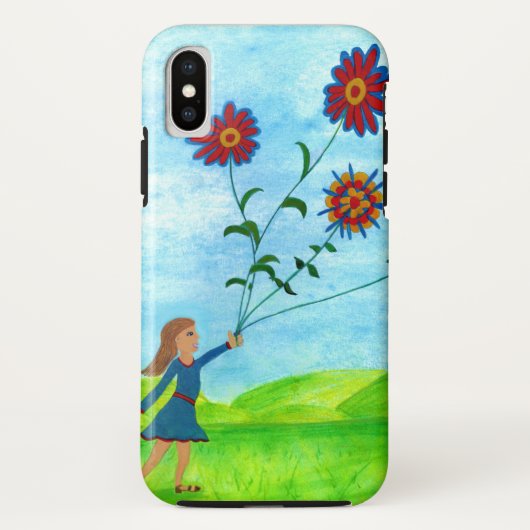 フラワーカイトiPhone Xケース付き女の子 Case-Mate iPhoneケース (裏面)