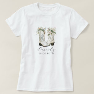 フラワーカウガールブーツ ブライドポス カスタムTシャツ Tシャツ