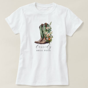 フラワーカウガールブーツ ブライドポス カスタムTシャツ Tシャツ
