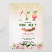 フラワーカクテル婚約パーティの招待 招待状 (正面/裏面)