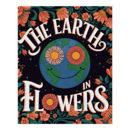 フラワーカラフルアーインスパイアト文字 ポスター