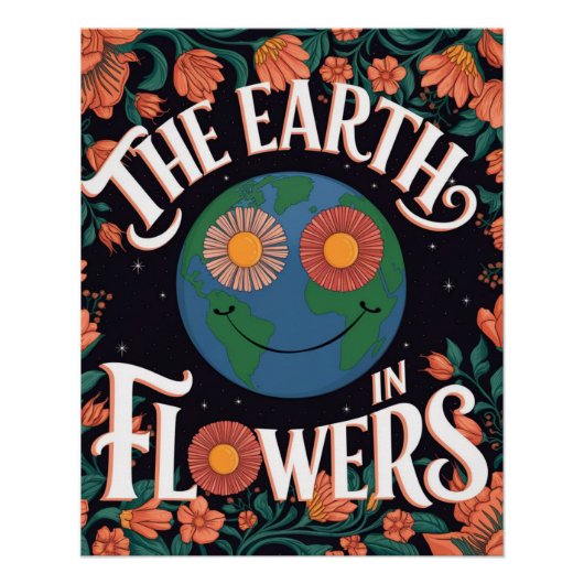 フラワーカラフルアーインスパイアト文字 ポスター (正面)