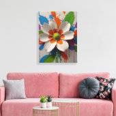 フラワーカラフルウォールアートデザイン キャンバスプリント (インサイチュ (リビング))