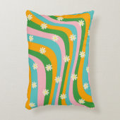 フラワーカラフルグルービーストライプボホパターン アクセントクッション (正面(垂直))