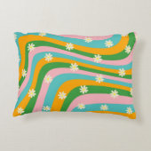 フラワーカラフルグルービーストライプボホパターン アクセントクッション (裏面)