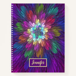 フラワーカラフルサイケデリック抽象芸術のフラクタル名 ノートブック