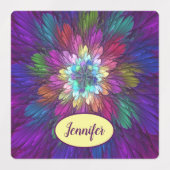 フラワーカラフルサイケデリック抽象芸術のフラクタル名 ラベル (デザイン2)