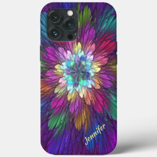 フラワーカラフルサイケデリック抽象芸術のフラクタル名 iPhone 13 PRO MAXケース