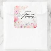 フラワーカラフルステッ感動的カー スクエアシール (バッグ)