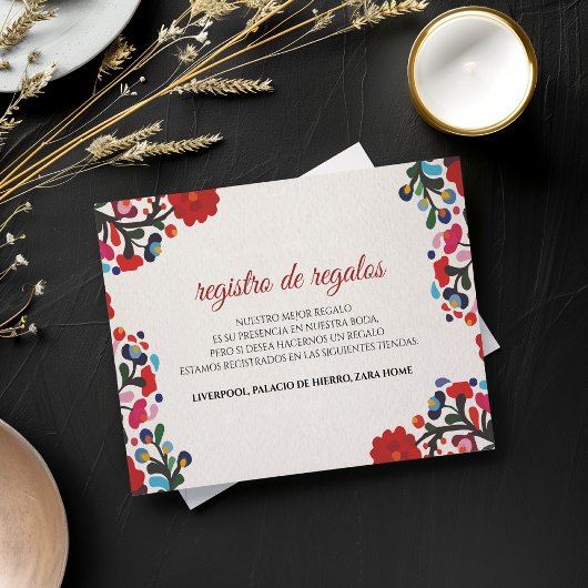 フラワーカラフルスペインの結婚式 エンクロージャーカード