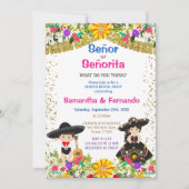 フラワーカラフルズセニョールまたはセニョリタの性別表示  招待状 (正面)