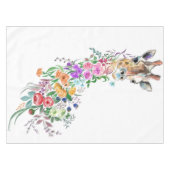 フラワーカラフルズブーケキリンスケッチモダン  テーブルクロス (正面(横))