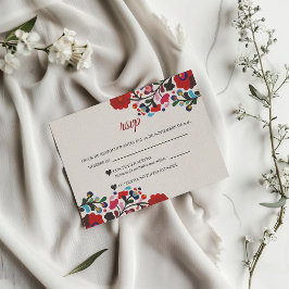 フラワーカラフルボタニカルフラワースペインの結婚式 出欠カード