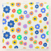 フラワーカラフルボホレトロ春&サマーデコール ガラスコースター (正面)