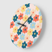 フラワーカラフルボホレトロ ラージ壁時計 (傾斜)