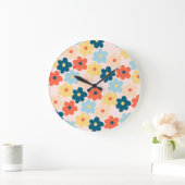 フラワーカラフルボホレトロ ラージ壁時計 (ホーム)
