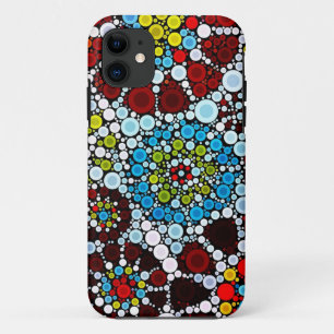 フラワーカラフルモザイクサークルバブルデザイン iPhone 11 ケース