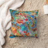 フラワーカラフル素朴デジタルコラージュ2 クッション (ブランケット)