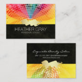 フラワーカラフル金ゴールドブラシ 予約カード (正面/裏面)