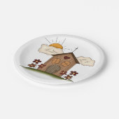 フラワーカントリー素朴チャーム付きサニーチャーチ ペーパープレート (アングル)