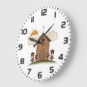 フラワーカントリー素朴チャーム付きサニーチャーチ ラージ壁時計 (傾斜)