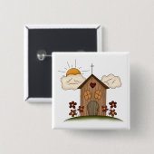 フラワーカントリー素朴チャーム付きサニーチャーチ 缶バッジ (正面&裏面)