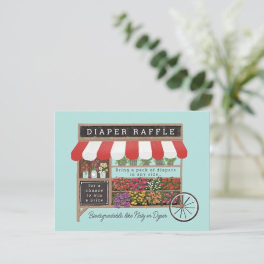 フラワーカートファーマーズマーケットベビーおむつラッフル エンクロージャーカード (スタンド正面)