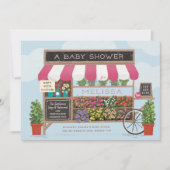 フラワーカートファーマーズマーケットベビーシャワー 招待状 (正面)
