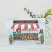 フラワーカートファーマーズマーケットベビーシャワー 招待状 (スタンド正面)