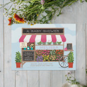 フラワーカートファーマーズマーケットベビーシャワー 招待状