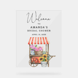 フラワーカートブライダルシャワーウェルカムサイン アクリルサイン