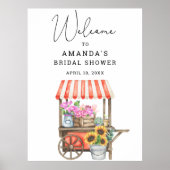 フラワーカートブライダルシャワーウェルカムサイン ポスター (正面)