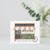 フラワーカート農家マーケットピンクベビーおむつラッフル エンクロージャーカード (スタンド正面)