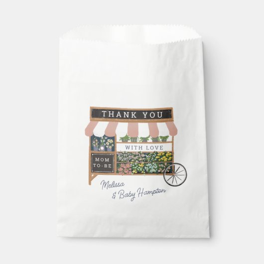 フラワーカート農家マーケットピンクベビーシャワー フェイバーバッグ (正面)