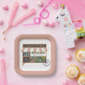 フラワーカート農家マーケットピンクベビーシャワー ペーパープレート (パーティー)