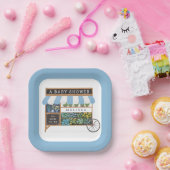 フラワーカート農家マーケットブルーベビーシャワー ペーパープレート (パーティー)