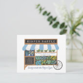 フラワーカート農家マーケットベビーブルーおむつラッフル エンクロージャーカード (スタンド正面)