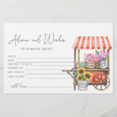 フラワーカート – アドバイスとウィッシュブライダルシャワー 便箋 (正面)
